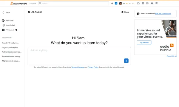 AI Assist by Stack Overflow - Screenshot 1